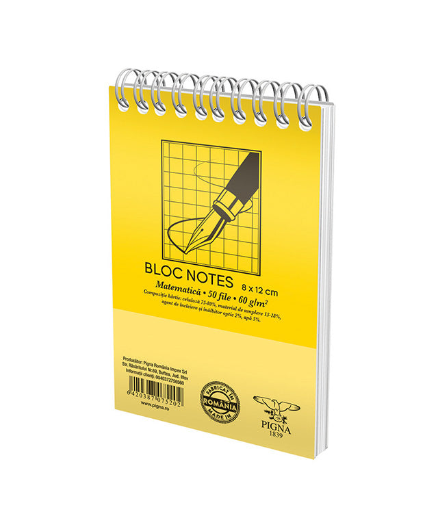Bloc Notes Spiră Basic A7 Aritmetică 60g 50 File - Pigna