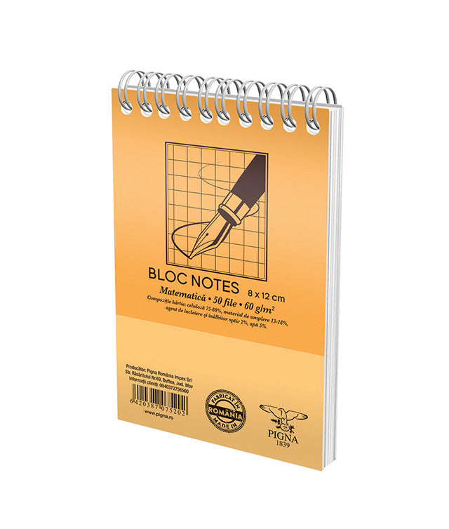 Bloc Notes Spiră Basic A7 Aritmetică 60g 50 File - Pigna
