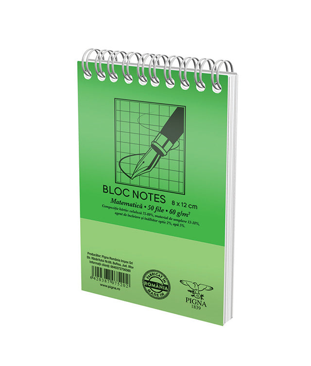 Bloc Notes Spiră Basic A7 Aritmetică 60g 50 File - Pigna