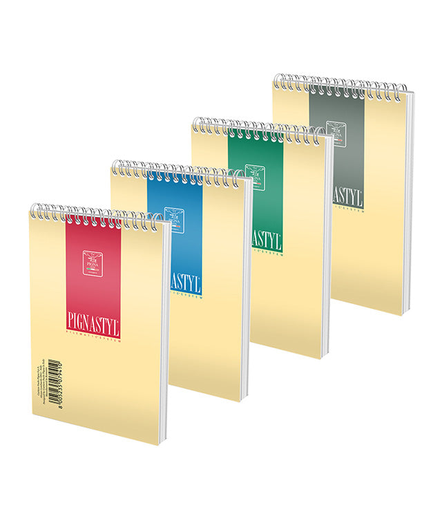Bloc Notes Spiră Style A7 Dictando 60 File Pigna, copertă gofrată de 200 g/mp și spiră metalică dublă