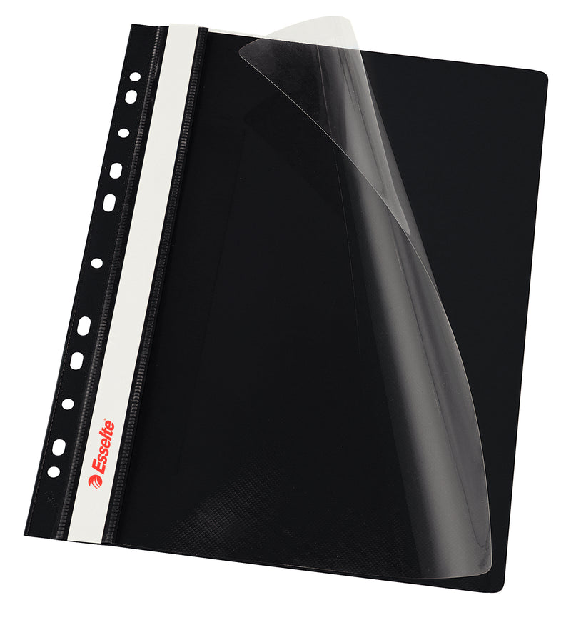 Dosar Plastic cu Șină și Multiperforații Negru 10/set Esselte