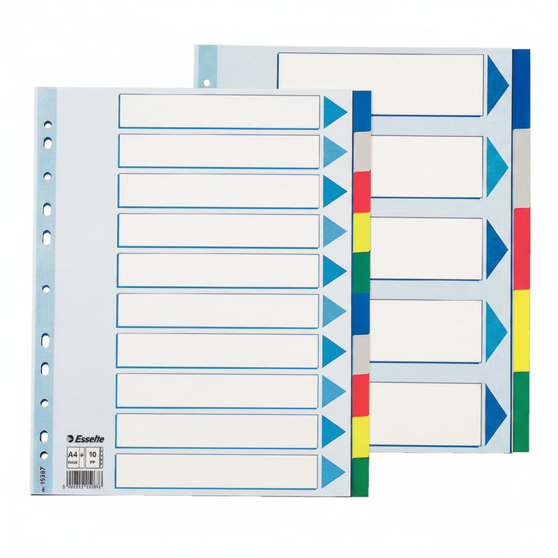 Separatoare Index Plastic 10 Culori Maxi Esselte - imagine produs