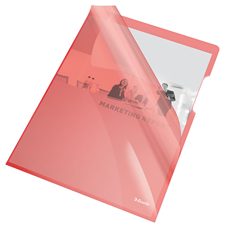 Mapă protecție A4 cristal tip L roșie 25/set 150 microni - Esselte
