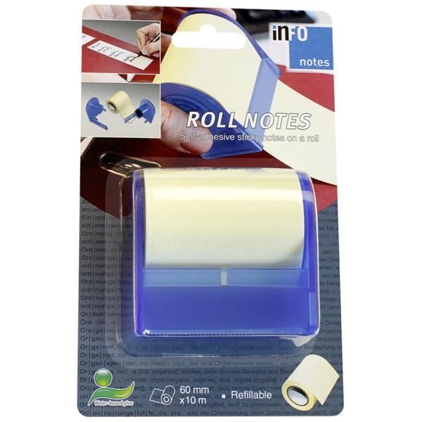 Dispenser Notes Adeziv în Rolă 60 mm x 10 m, Galben Pal - Info Notes