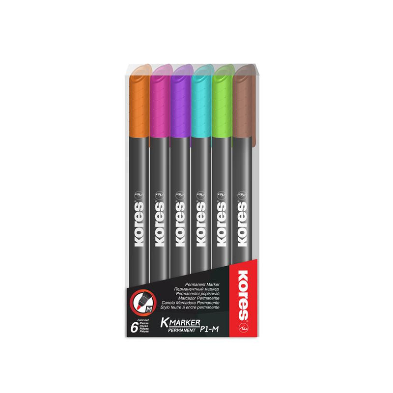 Marker Permanent 1 mm Set 6 Buc Kores