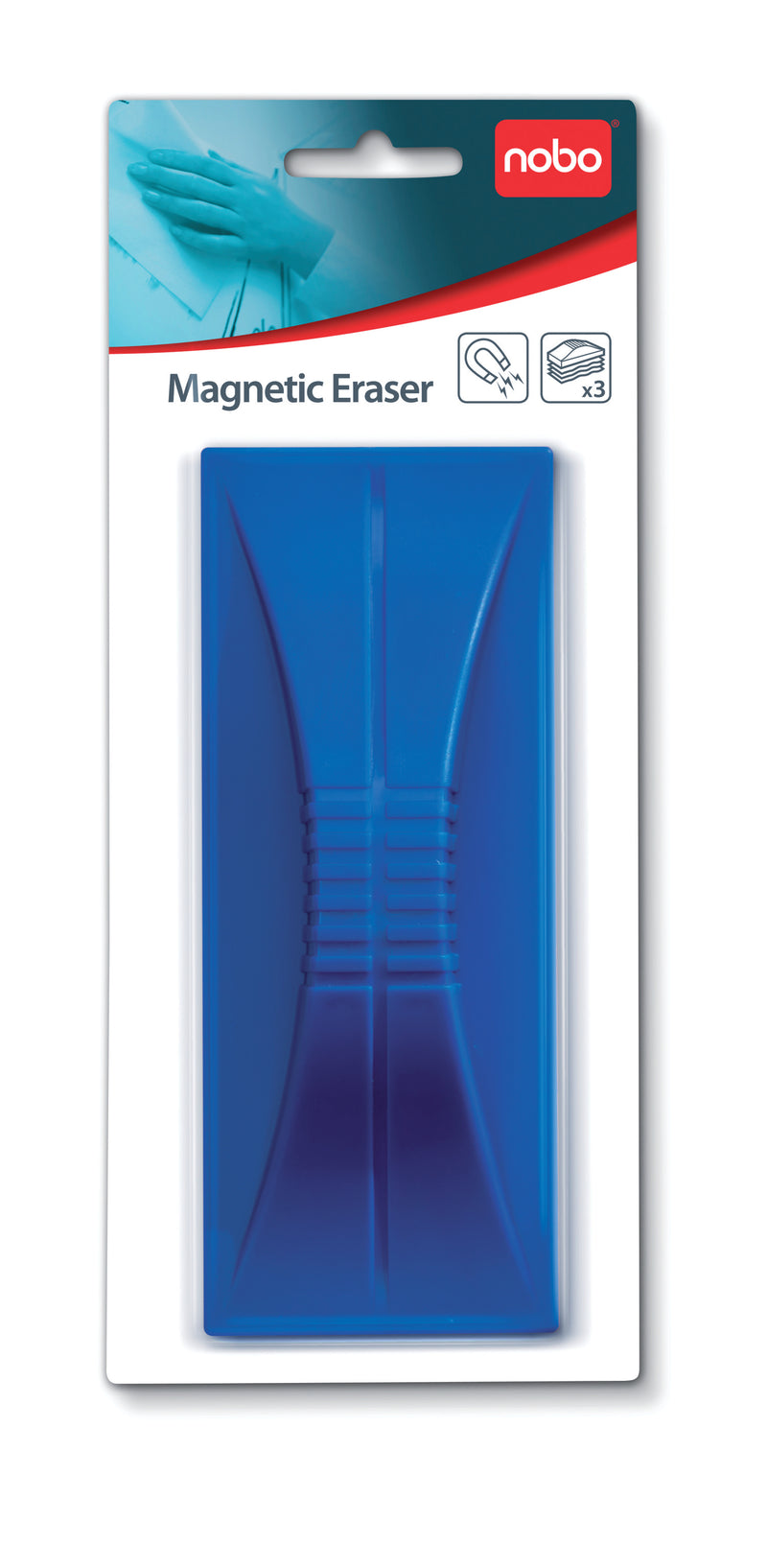 Burete Magnetic Whiteboard cu Rezervă Albastru Nobo