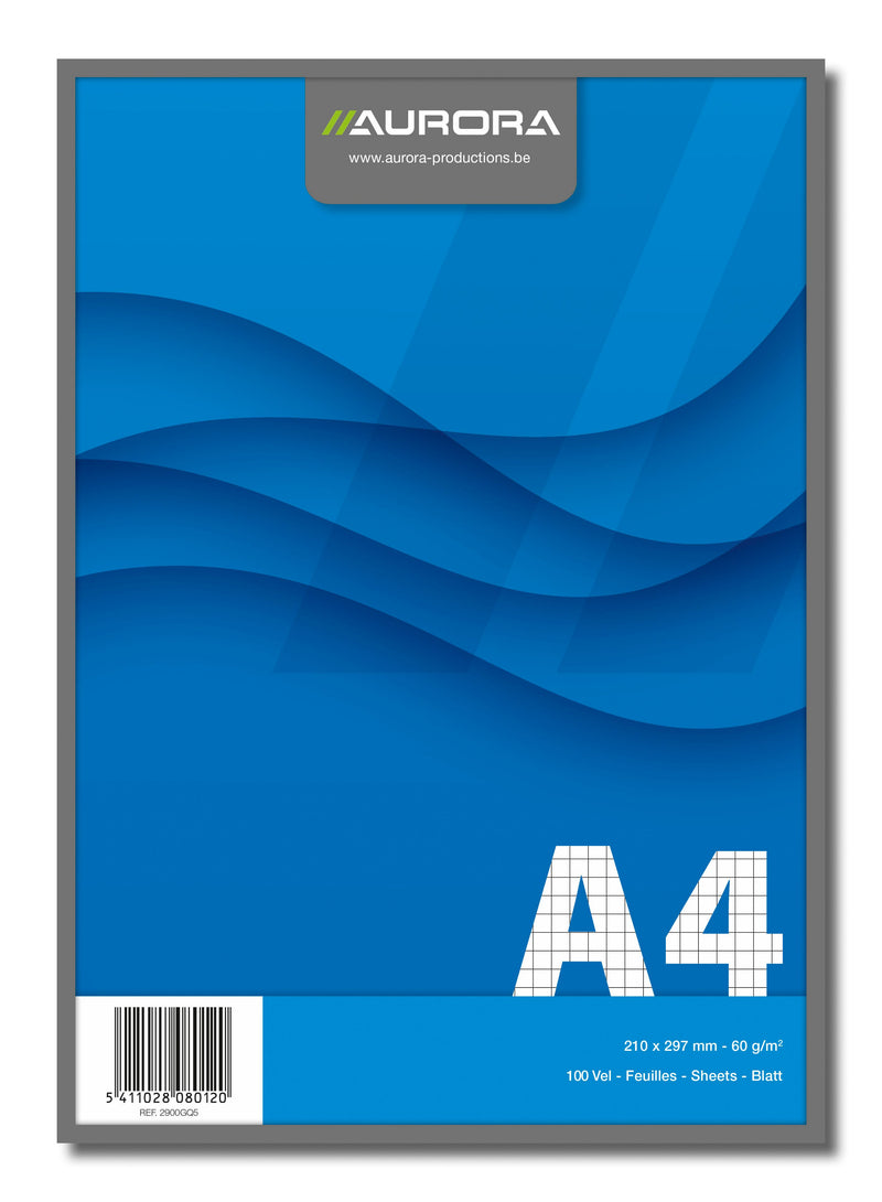 Bloc Notes Capsat Office A4 Aritmetică Microperforații 60g 100 File Aurora, copertă din carton color albastru și microperforații pe latura de sus