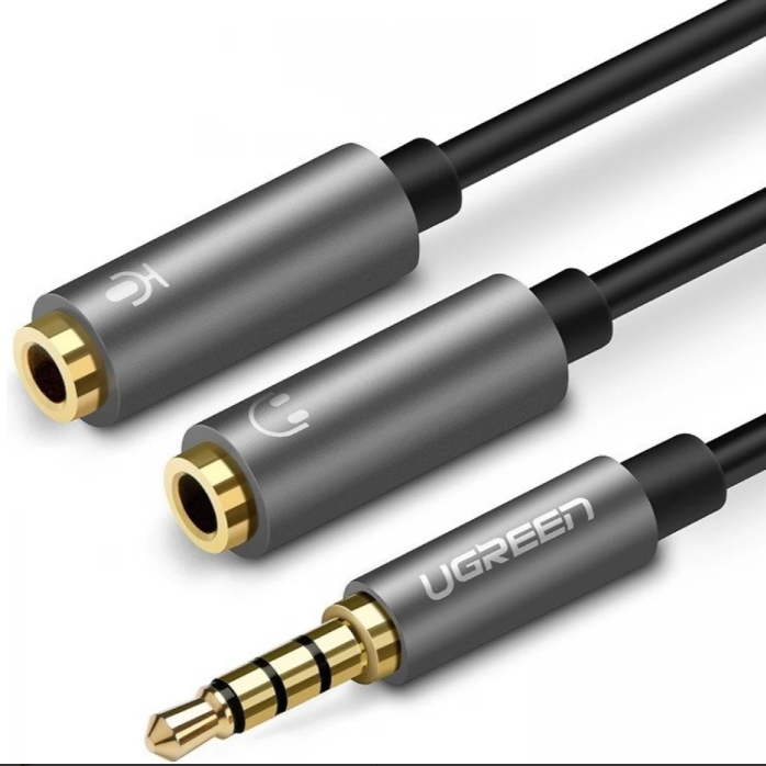 Cablu audio Ugreen AV141 splitter jack 3.5mm - 2x jack 3.5mm 0.2m negru
