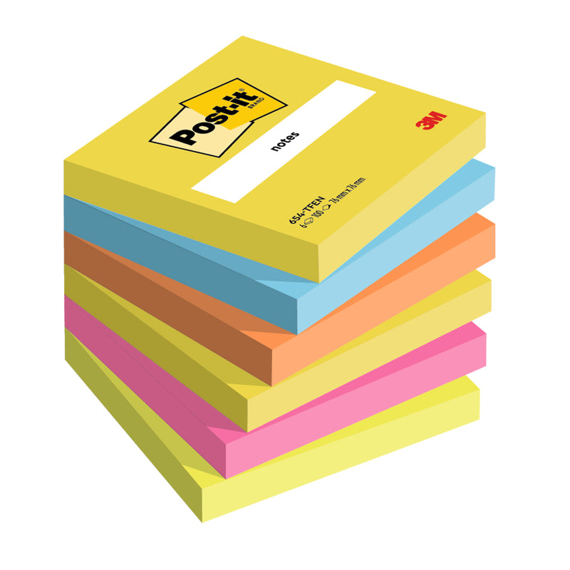 Notes adeziv Post-it, multicolor neon, 76 x 76 mm, 100 file