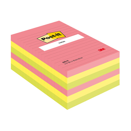 Notes adeziv Post-it, 660N neon liniat, 101 x 152 mm, 100 file