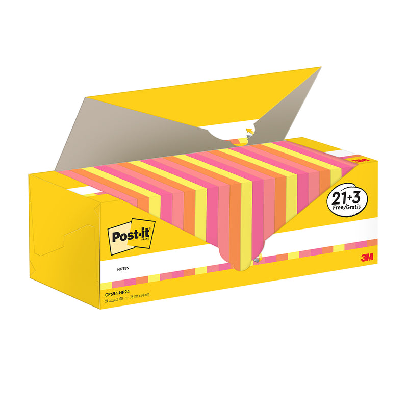 Notes adeziv Post-it, multicolor, 76 x 76 mm, 100 file