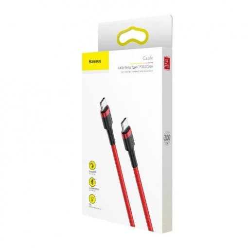 Cablu Cafule USB-C la USB-C 2m 60W Roșu - Baseus