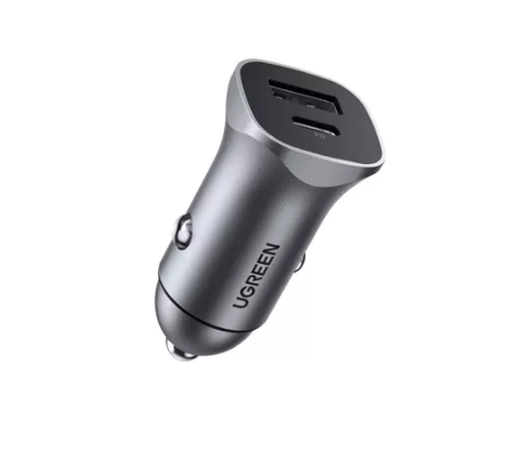 Incarcator auto Ugreen CD130 30W USB-C + USB-A QC3.0 gri