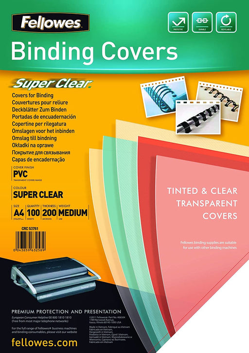 Coperți Plastic A4 200 microni Transparente 100 buc Fellowes