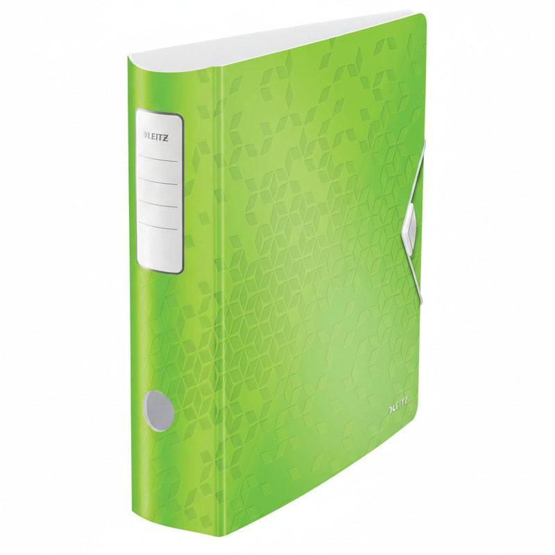 Biblioraft Plastifiat 8.2 cm 180° Verde Active WOW marca Leitz pentru organizarea și arhivarea documentelor