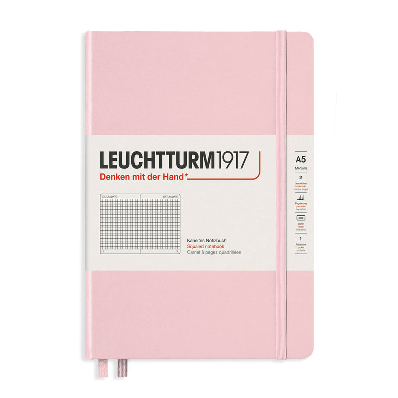 Caiet A5 Aritmetică Copertă Rigidă 126 File Roz Pastel Leuchtturm, copertă rigidă, varianta roz pastel