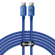 Cablu Baseus Crystal Shine USB-C la USB-C 2m 100W Albastru