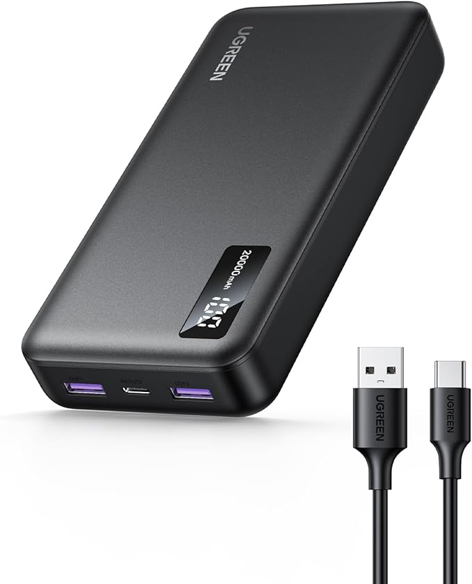 Baterie externa Ugreen PB312 20000mAh 22.5W USB-C 2x USB gri