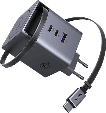 Incarcator retea Ugreen Nexode X616 GaN 100W cu cablu USB-C retractabil