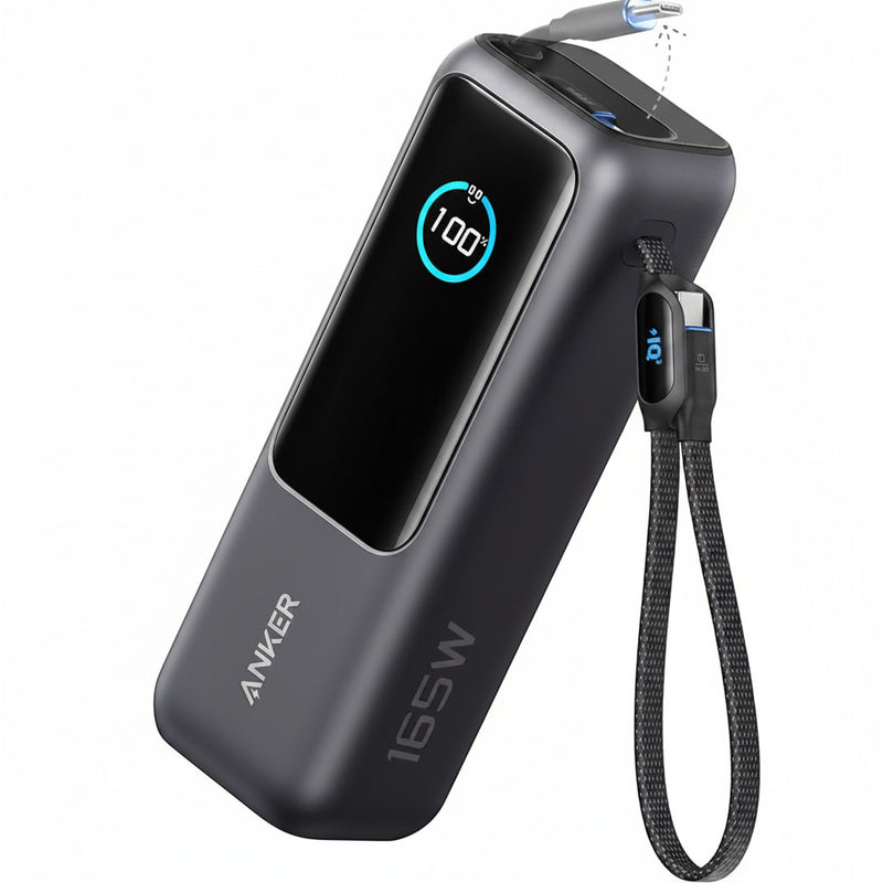 Baterie Externă 25000mAh 165W Cabluri USB-C Încorporate Gri Anker
