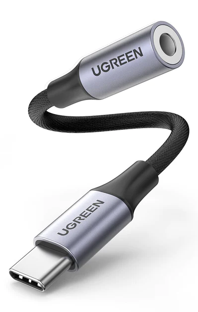 Cablu audio AV161 USB Type-C (T) la 3.5 mm jack (M) 15cm gri - Ugreen