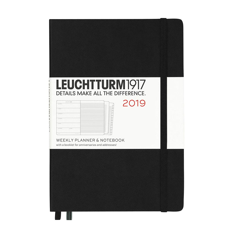 Agendă Săptămânală cu Caiet A5 2019 Neagră Leuchtturm