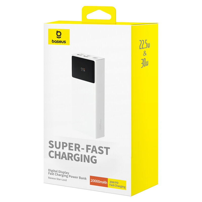 Baterie Externă Star-Lord 20000mAh 30W Display Digital Alb - Baseus