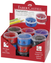 Ascuțitoare Plastic Dublă cu Container Twist Off Roșu/Albastru Faber-Castell