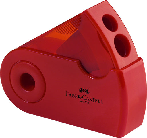 Ascuțitoare Plastic Dublă Sleeve cu Container Roșu/Albastru Faber-Castell