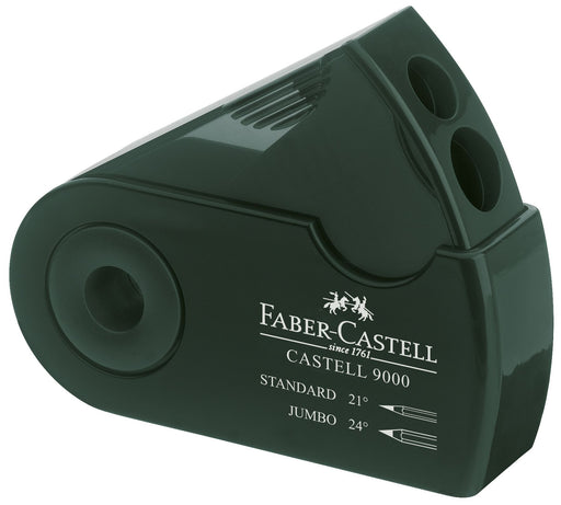 Ascuțitoare Plastic Dublă Sleeve cu Container Verde Faber-Castell