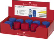 Ascuțitoare Triplă Plastic Grip 2001 cu Container Roșu/Albastru Faber-Castell
