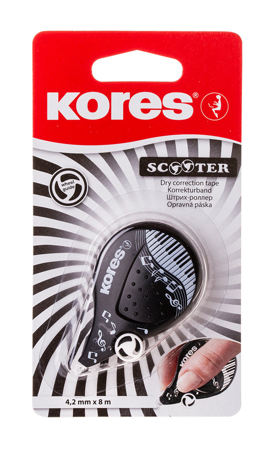 Bandă Corectoare Scooter Black White 4,2 mm x 8 m Kores
