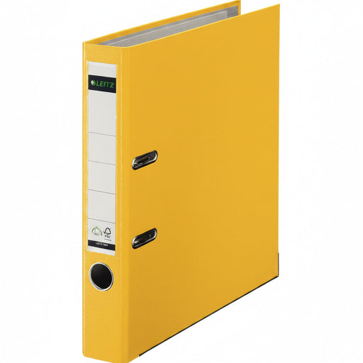 Biblioraft Plastifiat 5 cm 180° Galben marca Leitz pentru organizarea și arhivarea documentelor