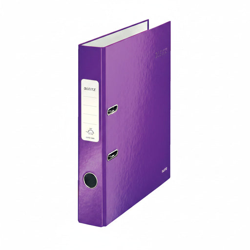 Biblioraft Plastifiat 5.2 cm Mov Metalizat WOW marca Leitz pentru organizarea și arhivarea documentelor