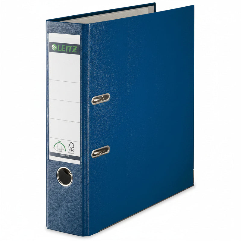 Biblioraft Plastifiat 8 cm 180° Albastru marca Leitz pentru organizarea și arhivarea documentelor