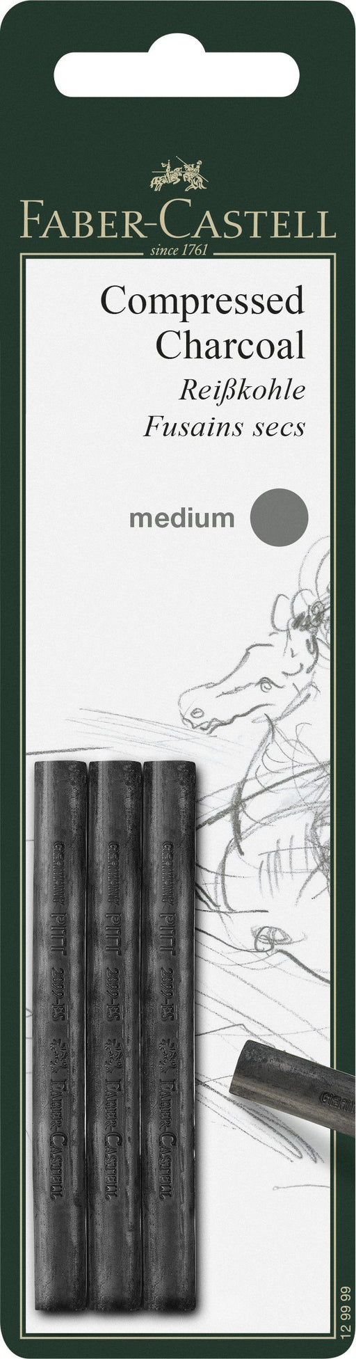 Cărbune Presat Pitt Monochrome Medium 3 buc Faber-Castell