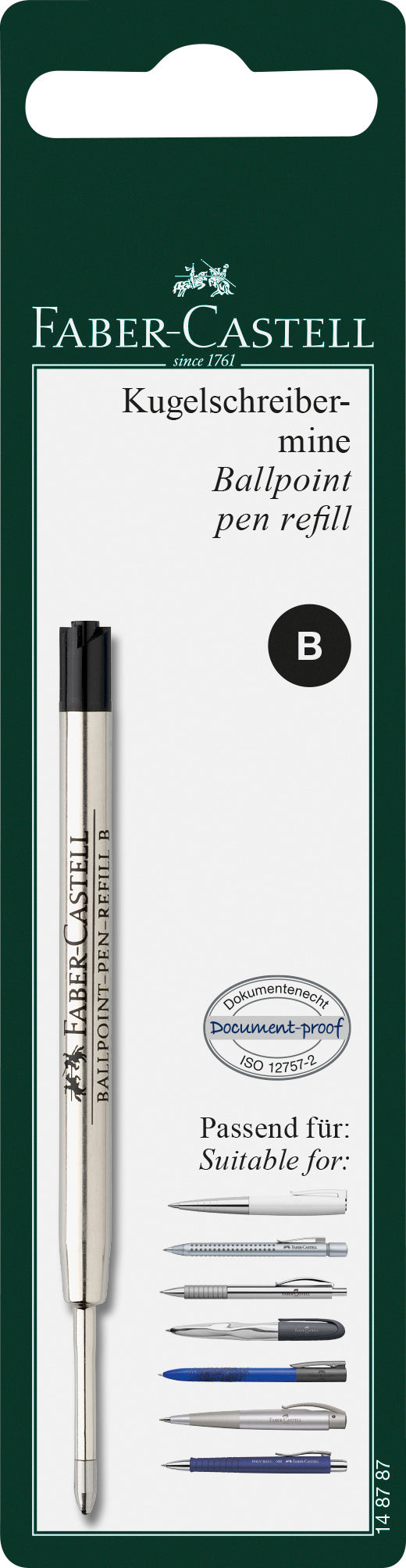 Rezervă Pix Metal Negru Vârf B Faber-Castell