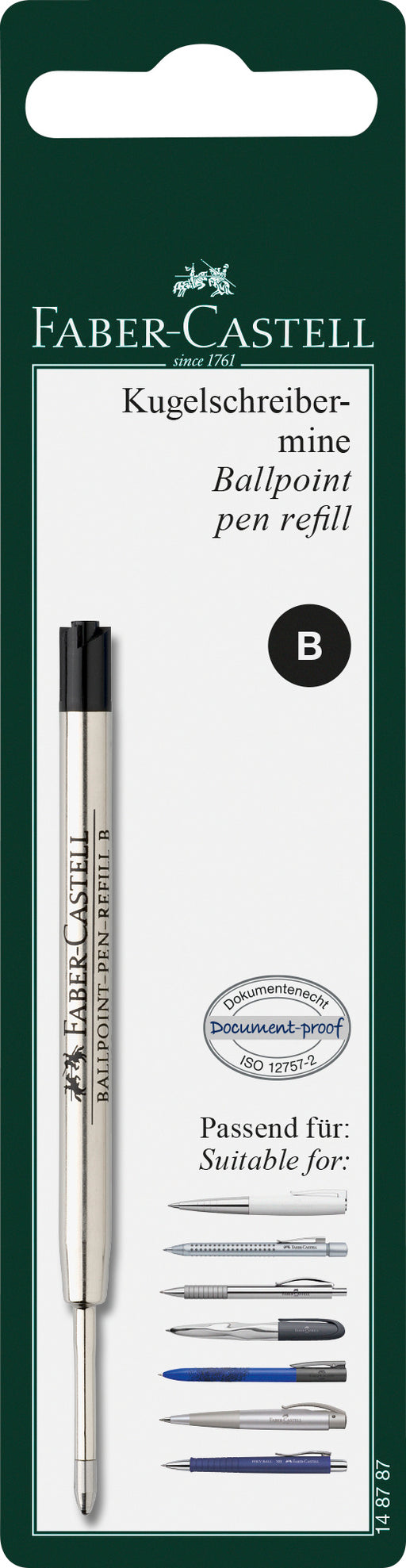 Rezervă Pix Metal Negru Vârf B Faber-Castell