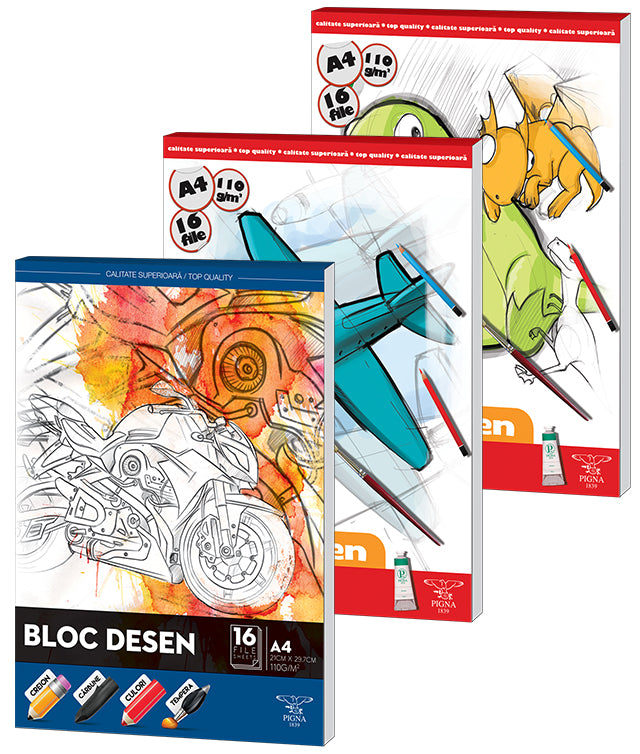 Bloc Desen A4 110 g 16 Coli Pigna