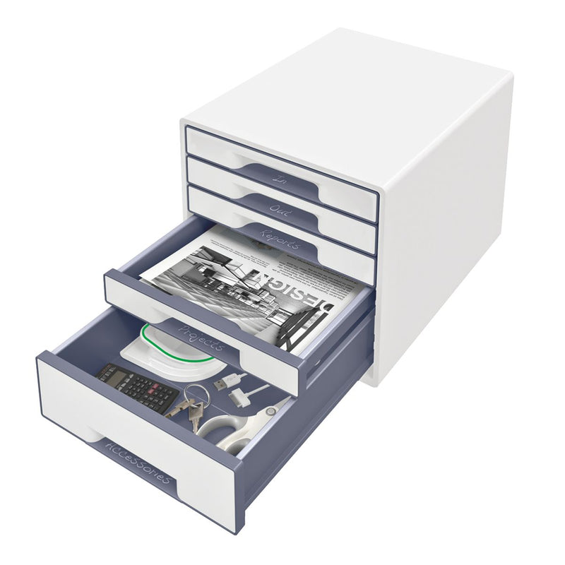 Cabinet Leitz 5 Sertare Alb/Gri Wow