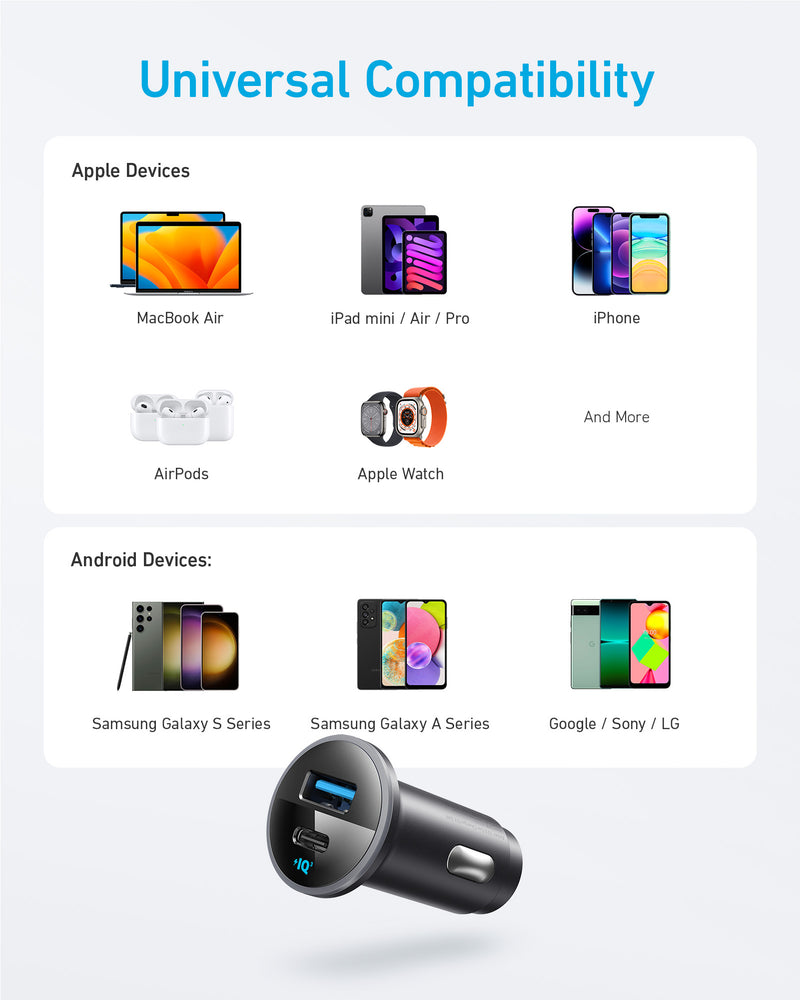 Încărcător Auto 325 53W USB-C USB Negru - Anker