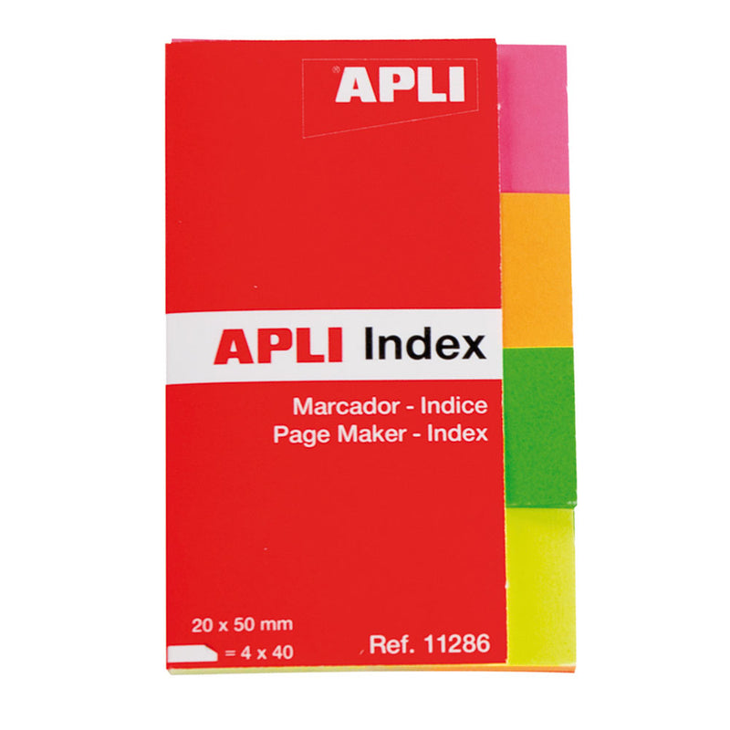Index Autoadeziv Hârtie 20x50 mm, 4 Culori x 40 File - Apli