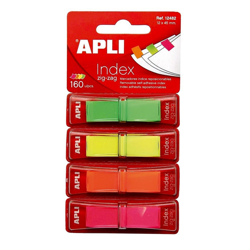 Index Autoadeziv Zig-Zag 12x45 mm, 4 Culori Mate - Apli