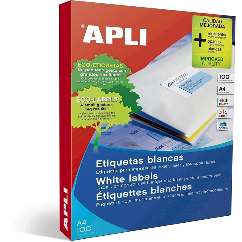 Etichete autoadezive Apli, format A4, dimensiune 105 x 57 mm, 100 coli/top