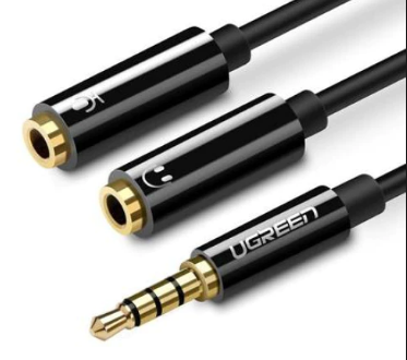 Cablu audio Ugreen AV141 splitter jack 3.5mm - 2x jack 3.5mm 0.2m negru
