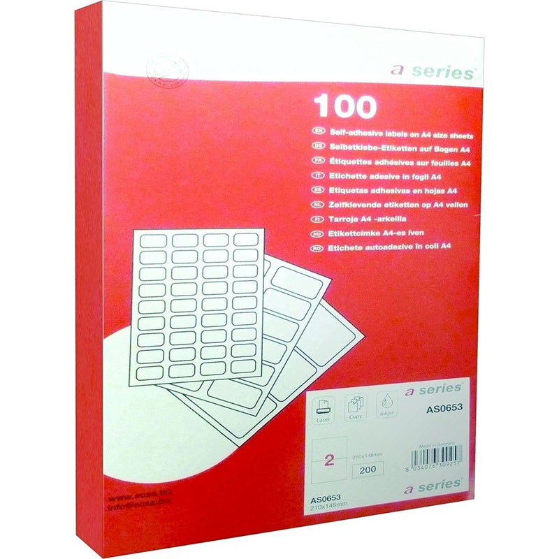 Etichete Autoadezive 2/A4 210 x 148 mm Colturi Drepte 100 Coli/Top - A-Series - imagine produs