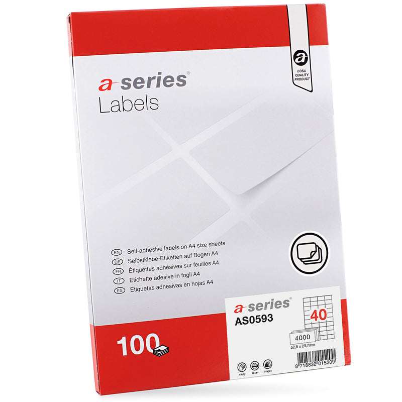 Etichete Autoadezive 40/A4 52,5 x 29,7 mm Colturi Drepte 100 Coli/Top - A-Series - imagine produs