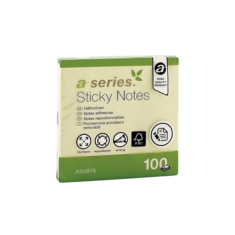 Notes Adeziv Galben 75x75 mm 100 File - A-Series