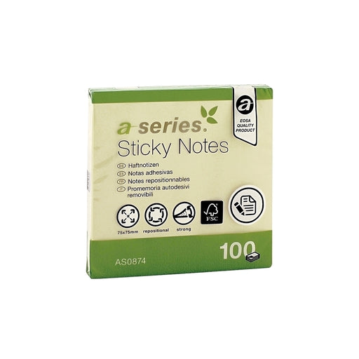 Notes Adeziv Galben 75x75 mm 100 File - A-Series