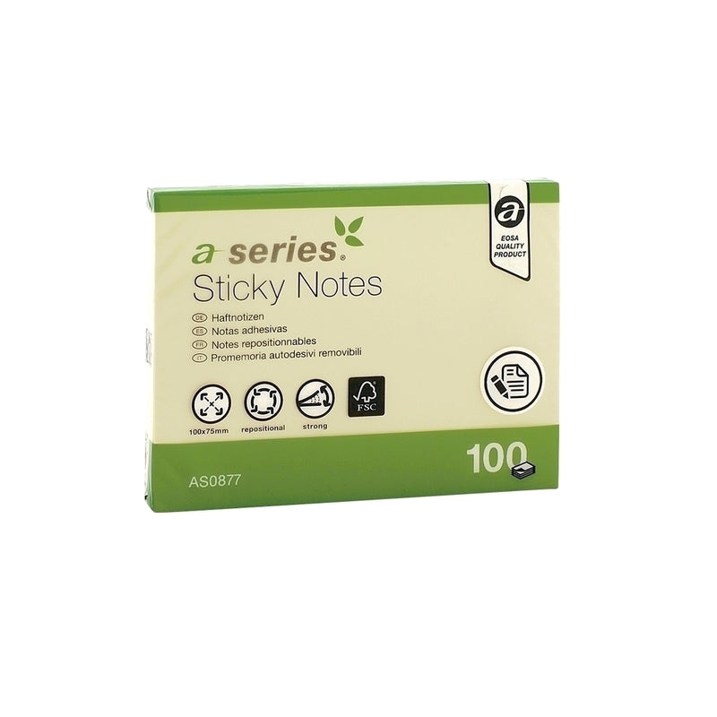 Notes Adeziv Galben 100x75 mm 100 File - A-Series
